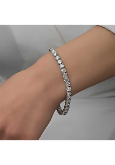 Casera's Gümüş 2.5 Mm Beyaz Taşlı Su Yolu Kadın Bileklik Csr2185591 Gümüş