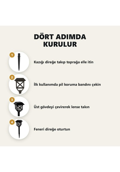 Solar Kazıklı Bahçe Feneri, Siyah, 40 Cm, 6 Adet, Gt-sl48