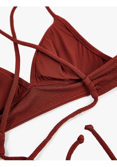 Koton Çapraz Askılı Dokulu Bralet Bikini Üstü Kahverengi 6sak10011mm Kahve