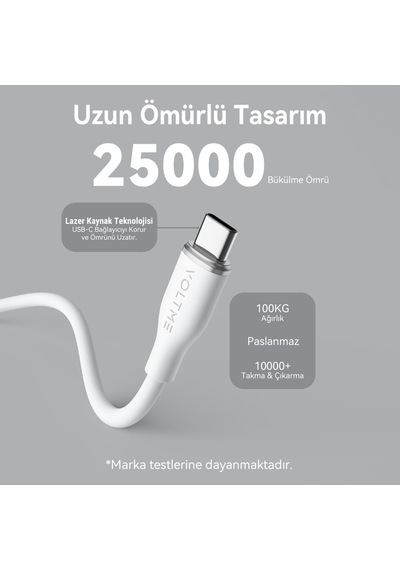 Voltme C2021 Powerlink Moss 60w Type-c Şarj Kablosu 1m 3a- Beyaz