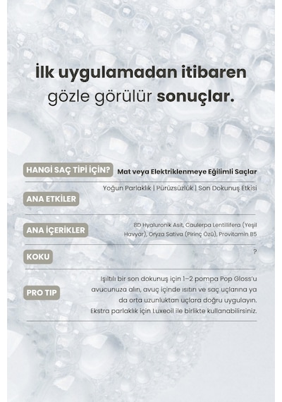 Matsu Pop Gloss Elektriklenme Karşıtı Işıltı Veren Saç Serumu 50 ml