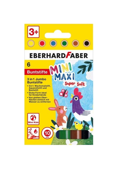 Eberhard Faber Minimaxi 3ü Bir Arada Jumbo Renkli Kalem 6lı Set Karışık