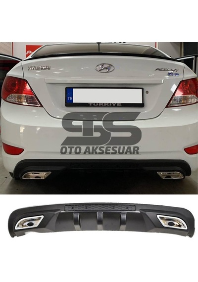 Hyundai Accent Blue Difüzör Arka Tampon Eki 2 Egzoz Çıkışlı Siyah