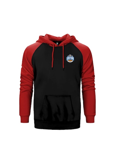 Basketeastern Logo Kırmızı Renk Reglan Kol Kapşonlu Sweatshirt Kırmızı