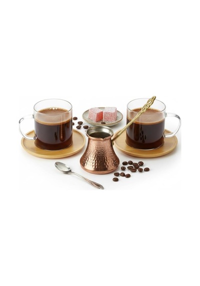 Bambu Tabaklı 2'li Cam Fincan Seti 150 Ml - Yuvarlak/kare Seçenekli Borosilikat Bitki Çayı Ve Double Kahve Fincanı Genel