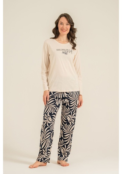 Arnetta Kadın Care Yourself Krem Uzun Kol Pijama Takım Ar3738-s-v2 Ar3738-s-v2
