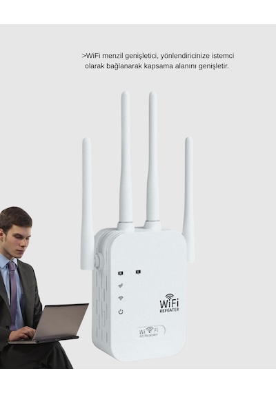 Antenli Wifi Repeater 300m2 Kapsama Alanı Wpa3 Güvenlikli