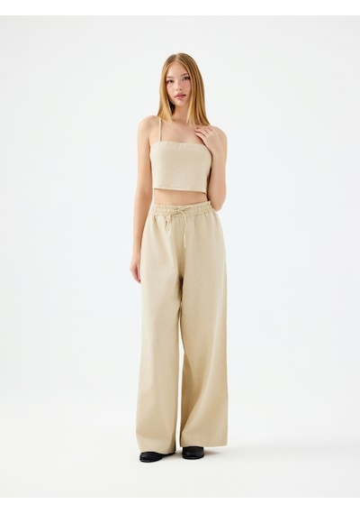 Regular Fit Kadın Kanvas Pantolon Lf2038407 Beıge Bej