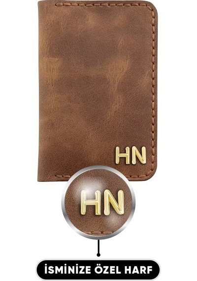 Twingold İsme Özel Dikey Mini Cüzdan - %100 Rainbow Deri - A010005 - Kahverengi Kahverengi