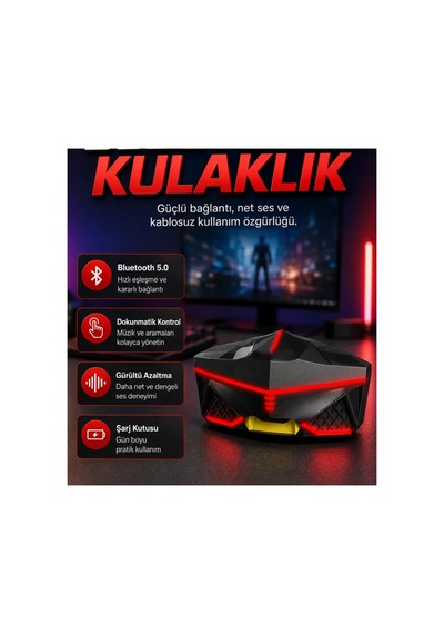 Bluetooth 5.0 Kablosuz Kulak İçi Kulaklık Dokunmatik Kontrollü Gürültü Engelleme 00