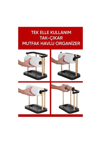 Mutfak Kağıt Havlu Organizer, 28.5x18x27.7 Cm, Siyah Diğer