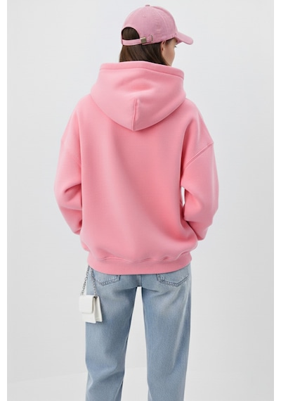 Uyguntarz Unisex Yumuşak Dokulu Düz 3 İplik Oversize Sweatshirt Sade Ve Modern Görünüm Pembe