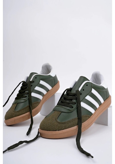 Muggo Jabbar Unisex Ortopedik Günlük Garantili Bağcıklı Yürüyüş Koşu Sneaker Spor Ayakkabı Haki