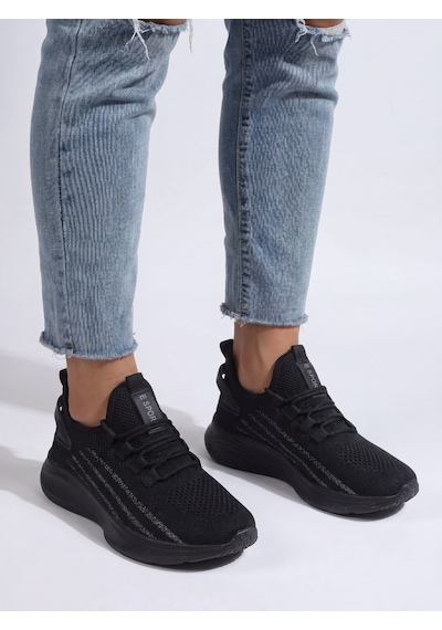Siyah Unisex Yürüyüş Hafif Triko Ayakkabı-015 Siyah