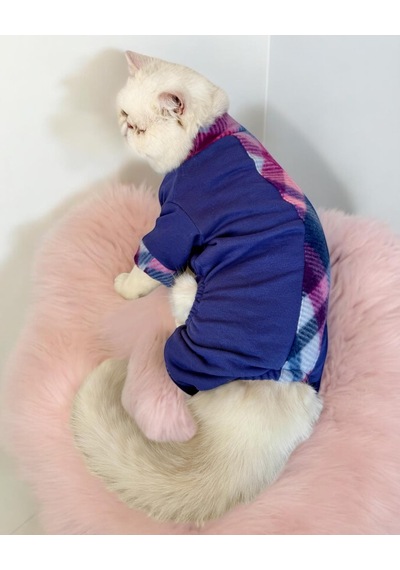 Kemique Monogram Purp Polar Kedi Tulum Pijama