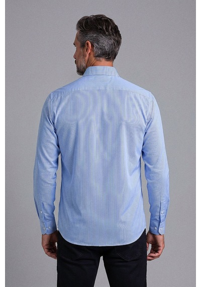Bisse Mavi Regular Fit Pamuk Cepsiz Uzun Yaka Gömlek Gmczg252111 C35