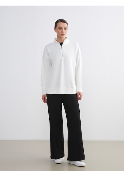 Lcw Comfort Beyaz Dik Yaka Kadın Sweatshirt
