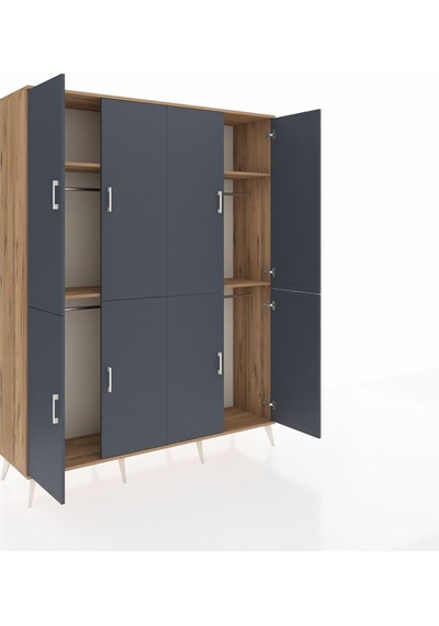 Hyperion Gardrop 4 Raflı 8 Kapaklı 4 Askılı 176x44x221 Çam-antrasit/çam Antrasit/çam Hyperion Gardrop 4 Raflı 8 Kapaklı 4 Askılı 176x44x221 Çam-antrasit/çam Antrasit/çam