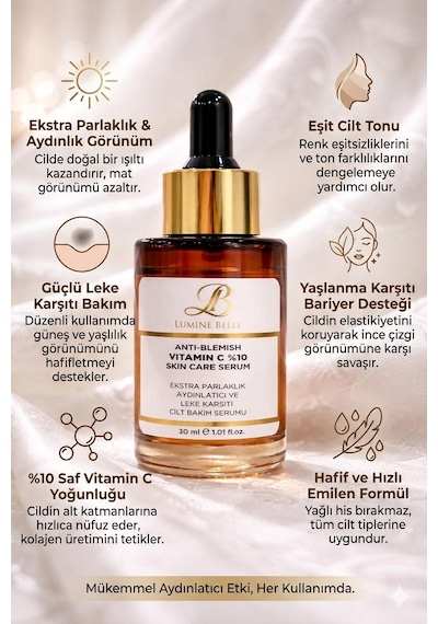 Lumine Belle Anti-blemish Vitamin C %10 Skin Care Serum - Vitamin C Ekstra Parlaklık, Aydınlatıcı Ve Leke Karşıtı Cilt Bakım Serumu