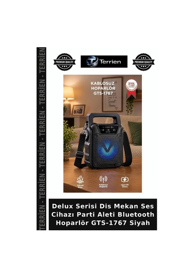 Delux Serisi Dis Mekan Ses Cihazı Parti Aleti Bluetooth Hoparlör Gts-1767 Siyah