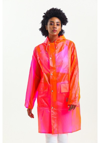 Glow Collection Neon Pembe Kadın Yağmurluk - Çantası İle 001
