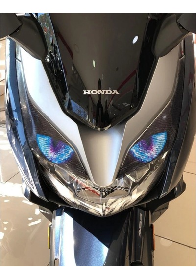 Honda Pcx Far Stiker+far Kaşı 2018-2019-2020 Uyumlu Mavi Çok Renkli