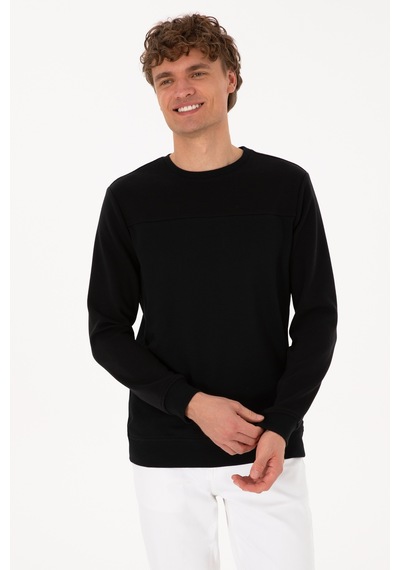 U.S. Polo Assn. Erkek Bisiklet Yaka Regular Fit Siyah İnce Sweatshirt 50315455-VR046