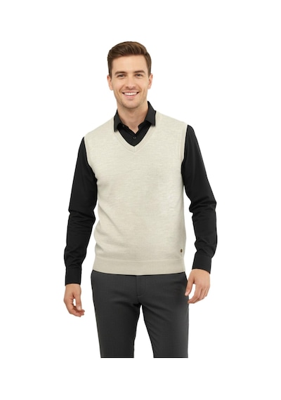 Çizgi Triko Erkek V Yaka Süveter Çelik Örgü Regular Kalıp 5200h Bgl-st04962 Taş