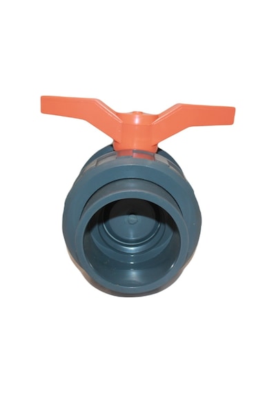 3" Teknoplastik Soketli PVC Küresel Vana – 2 Yönlü (90° Kol) – Sulama ve Endüstri Uyumlu