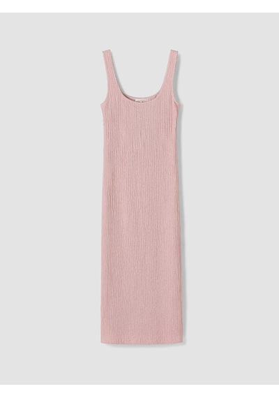 Lcw Vision Pembe Kare Yaka Dokulu Bodycon Elbise