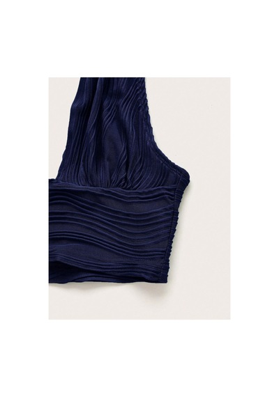 Hımmelduf Elastanlı Haılter Yaka Crop Dekolteli Bluz Lacivert
