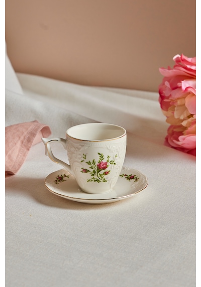 Karaca Vintage Rose Kahve Fincanı Ve Tabağı 100 Ml Çok Renkli