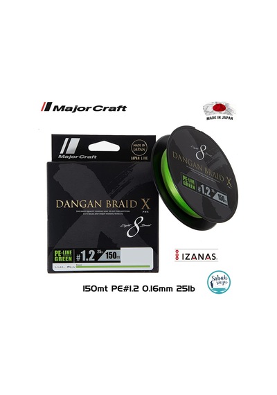 Major Craft Dangan Braid X 8X Ip Misina Pe 1.2 0.16Mm 25Lb/11.34K (541707982)