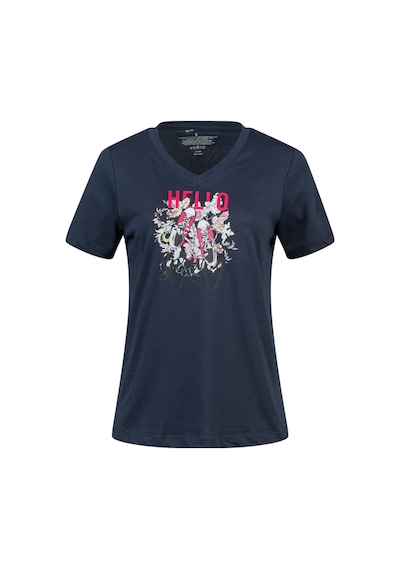 2as Alone Baskılı V Yaka Kadın T-shirt 402 Lacivert