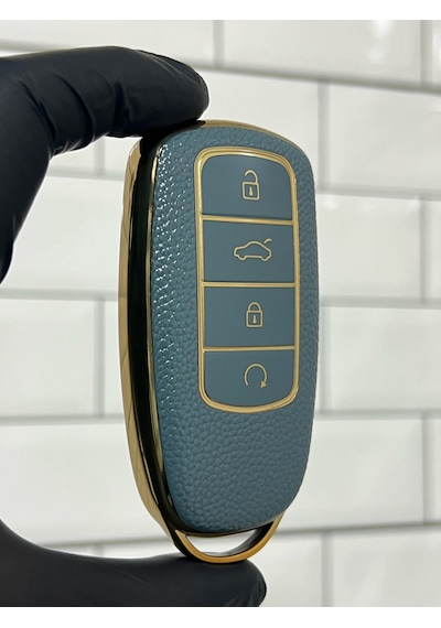 Chery Tiggo 8 Pro Uyumlu Smart Anahtar Kılıfı Gri - Gold