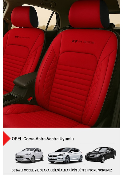 İstanbul Serisi Deri Oto Koltuk Kılıfı Opel Corsa-astra-vectra Uyumlu Kırmızı