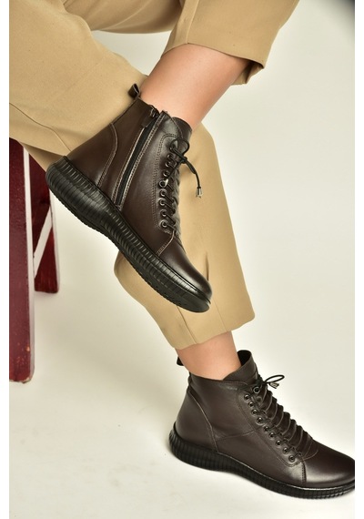 Fox Shoes Z999100903 Kahverengi Hakiki Deri Rahat Kalıp Kadın Bot