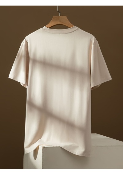 T-shirt - Beach Baskılı Oversize Bisiklet Yaka Kısa Kol Tişört Bej