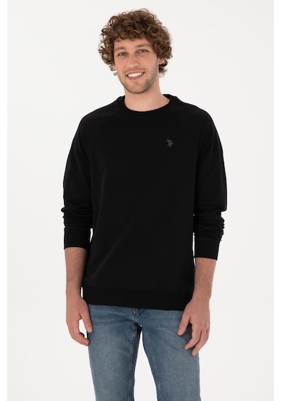 U.S. Polo Assn. Erkek Regular Fit Bisiklet Yaka Siyah İnce Basic Sweatshirt 50313752-VR046