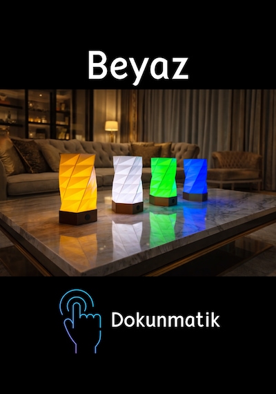 Dekoratif Masa Lambası Dokunmatik Gece Lambası Beyaz
