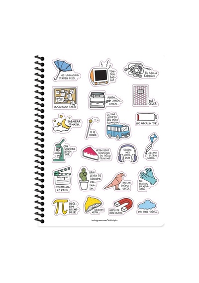 Hisli Şeyler A4 80 Yaprak Defter Çizgili Spiralli Stickerli Artık Sıkıldım