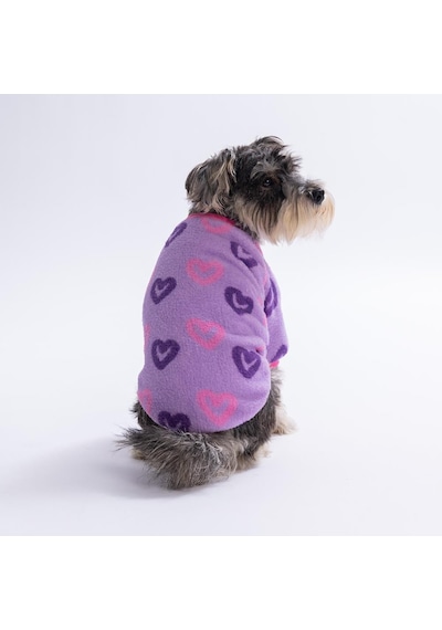 Lila Kalp Desenli LRomance Sweat Dar Kalıp Kedi Köpek Sweati Kedi Köpek Kıyafeti Köpek Peluşu Sıcak Tutan Sweat Mor M