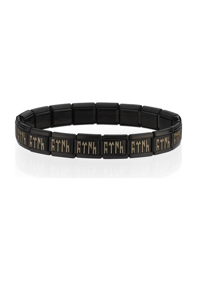 Göktürkçe Türk Yazılı İtalyan Charm Unisex Çelik Bileklik Scb56 Siyah