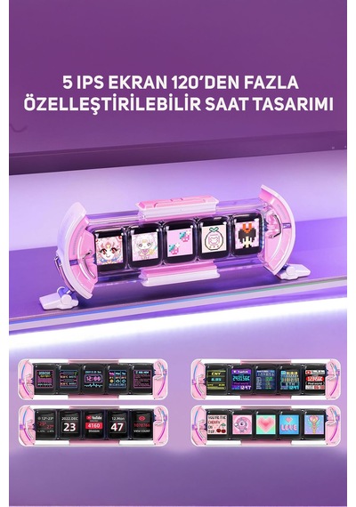 Divoom Timesgate 5 Ekranlı Rgb Işıklı Akıllı Dijital Saat, Youtuber Ve Oyuncu Wifi Bağlantılı App Ko