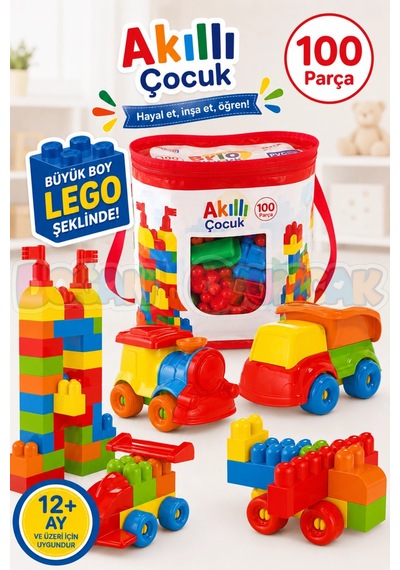 Dede 100 Parça Büyük Boy Bloklar Yapı Oyuncak Set
