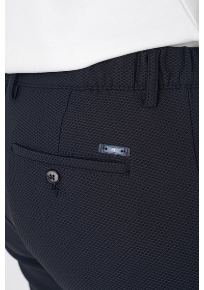 Comfort Fit Petek Dokuma Esnek Pamuklu Lacivert Pantolon P 1230