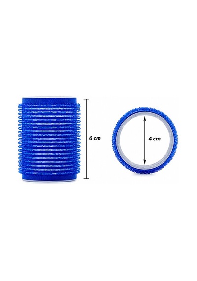 Gloria Professional Cırtlı Yapışkanlı Saç Bigudisi 40 mm (4cm) 6’lı Set – Lacivert Büyük Boy