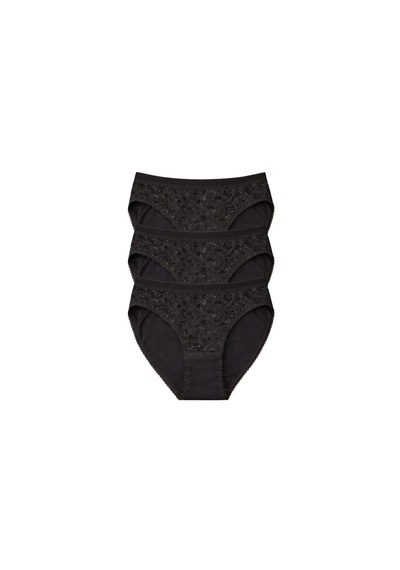 Tutku Kadın Pamuklu Slip 3 Lü Günlük Set Bikini Kesim Siyah