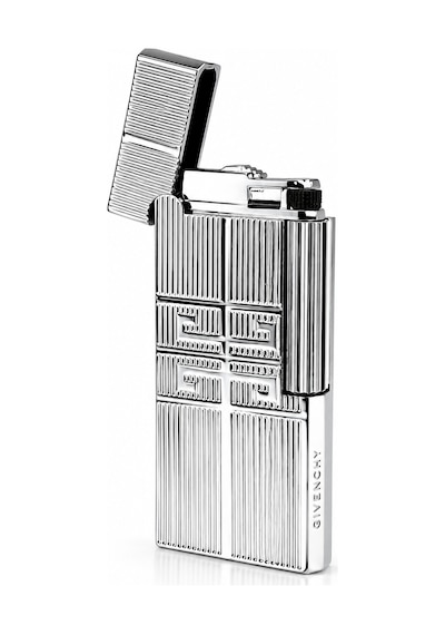 Premium Metal Gazlı Çakmak Çizgili Desenli Klasik Taşlı Hediyelik Çakmak