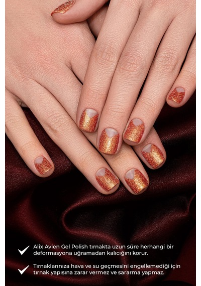 Alix Avien Işıltılı Turuncu Kalıcı Oje 61-yoğun Renk Veren Jel Oje 12 Ml-nail Uv Gel Polish 61